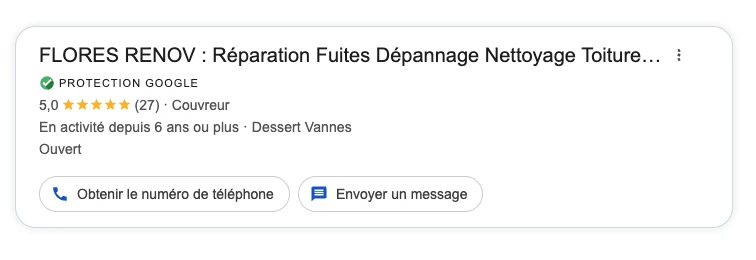 badge protection google - flores renov, couvreur à Vannes, Sarzeau, Molac dans el Morbihan 56